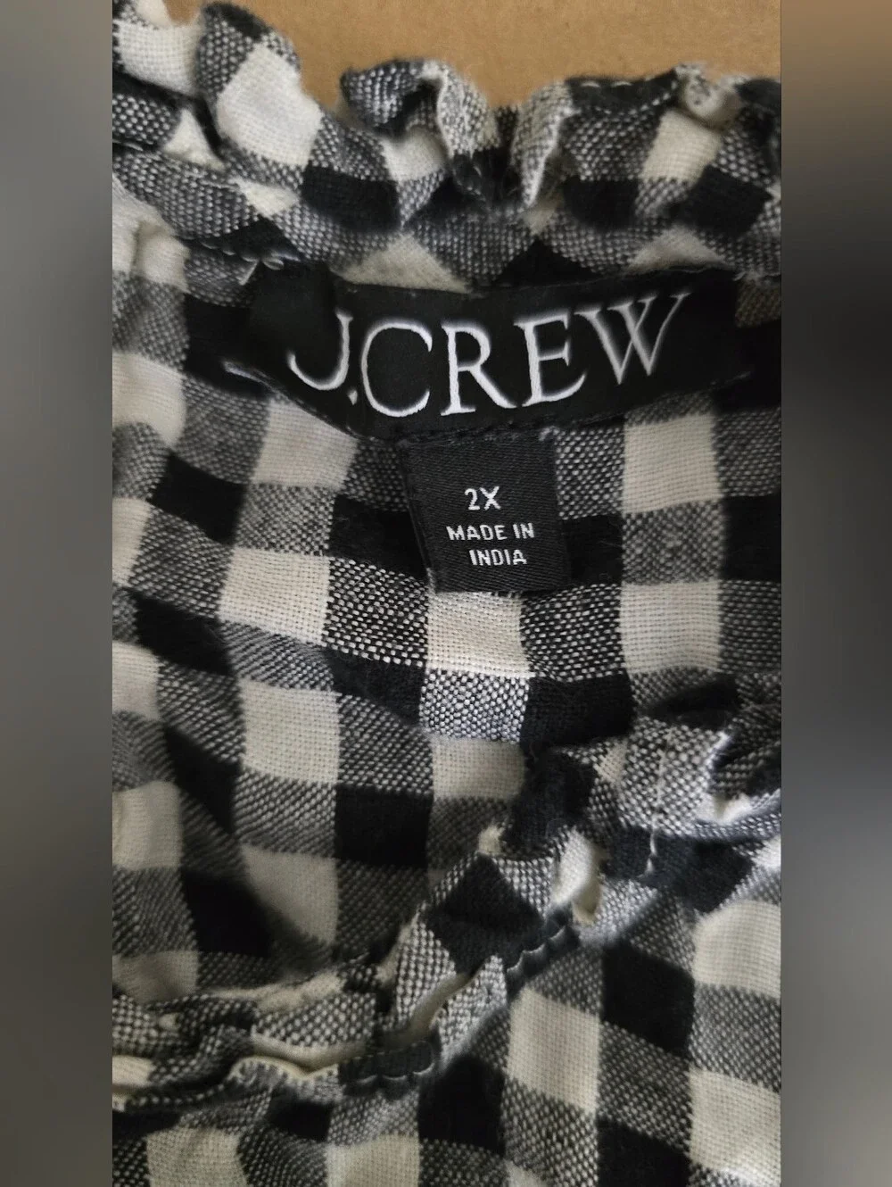 J. Crew Fleur top in gingham linen, Size 2X